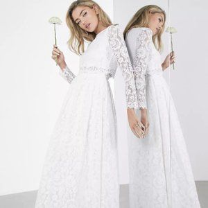 ASOS Edition Grace Long Sleeve Crop Top Maxi Wedding Dress